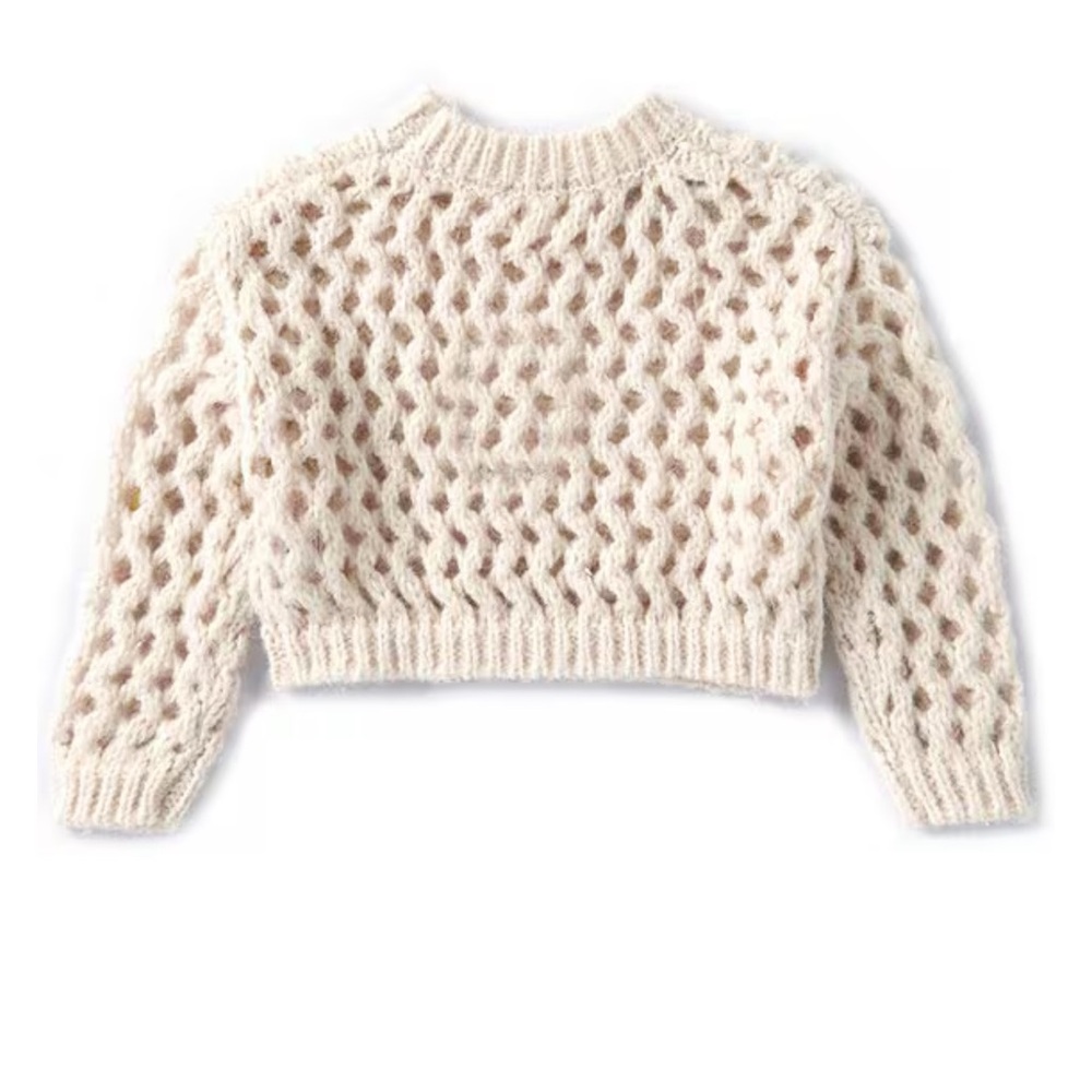 Chelsea & Violet Openwork Cropped Sweater Large
